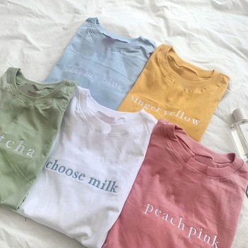 韓版寬鬆簡約糖果色系短袖上衣【T497】