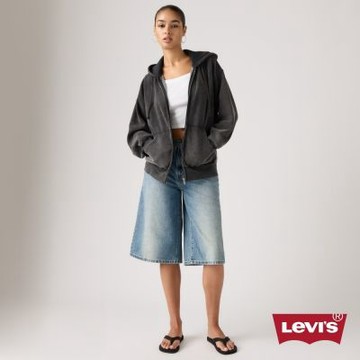 Levi s ROSÉ朴彩英同款 復古寬鬆拉鍊連帽外套 / 黑  女生上衣 人氣新品