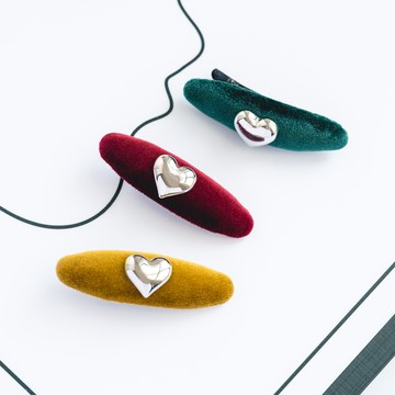 絨面愛心髮夾(J034L0W70BZ) - JUJURY