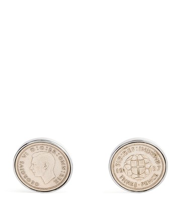 Babette Wasserman Rhodium-Plated Coin Cufflinks