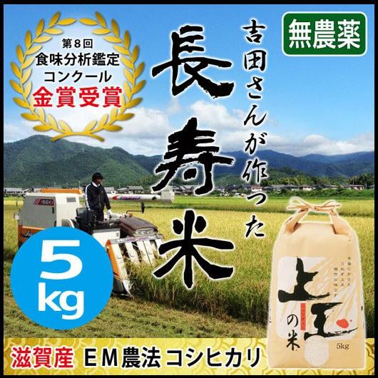 新米 米 お米 5kg 長寿米 コシヒカリ 無農薬 令和5年産 2023年産 吉田農園 滋賀県産 白米 玄米 送料無料