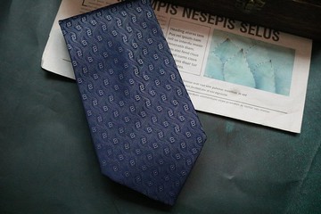 深藍色幾何圖形小方塊領帶真絲商務型男領帶