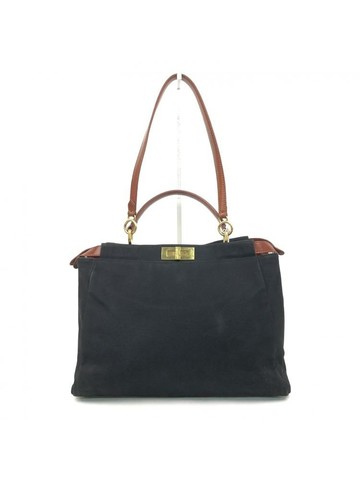 fendi 黑色 Peekaboo 帆布手提包 肩背包