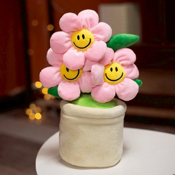 【家寵LOVEHOME】 LOVEHOME 歐風可愛卡通太陽花向日葵盆栽玩偶 - 紅色