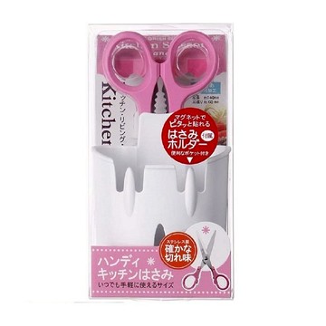【海夫健康生活館】日本GB綠鐘 Kitchen多用途附壁掛盒料理剪刀 L140mm40g/置剪架58g(G-2007)
