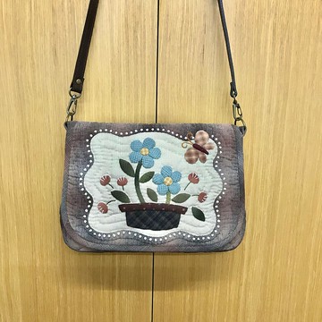 花園拼布斜背包