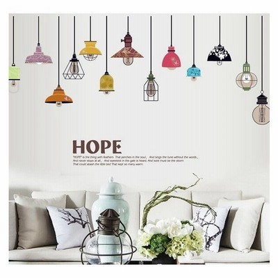 ウォールステッカー 電球 カフェ風 ランプ 壁紙シール 英語 モダンな 洋間 リビング 玄関 天井 階段に 通販 Lineポイント最大get Lineショッピング