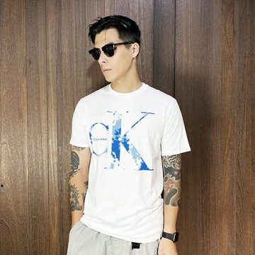美國百分百【全新真品】Calvin Klein 短袖 棉質 T恤 CK 上衣 logo 短T 白色 CN05