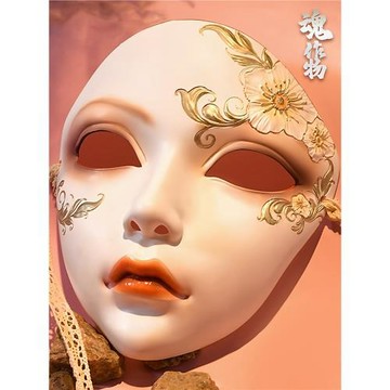 魂作物古風面具成人全臉譜美女國風舞會狐貍二次元漢服cos假面罩