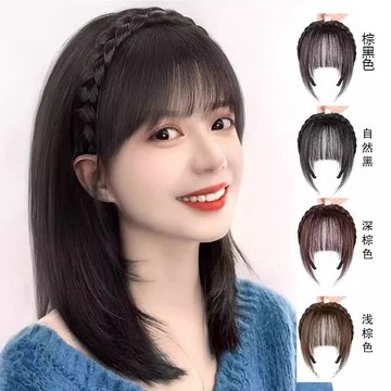💥蝦皮熱銷💥 【增髮不露痕】假髮髮箍 髮箍劉海一體 假劉海 辮子髮箍 遮白髮 自然 前額髮箍 成人劉海假髮