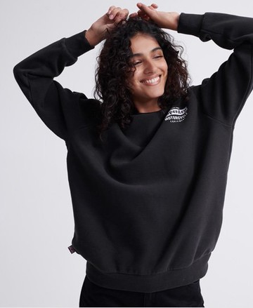 Superdry Women's Women's Merch Store Band Crew Sweatshirt Dark Grey / Washed Black - Size: 12 Size: 8