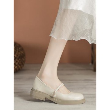 法式2026秋季新款瑪麗珍平底仙女風配裙旗袍小皮鞋單鞋厚底豆豆鞋