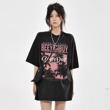 【WYZ】胖MM40-175公斤加肥加大碼黑色純棉短袖T恤女夏寬鬆遮肚中長款上衣
