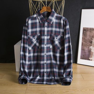 經典格紋 柜399！純棉長袖工裝襯衫男士寬松襯衣一線品牌剪標男裝