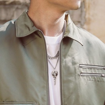 DISSOLVE 疊戴鑰匙吊墜項鏈 拼接假兩件疊戴情侶項鏈 可刻字