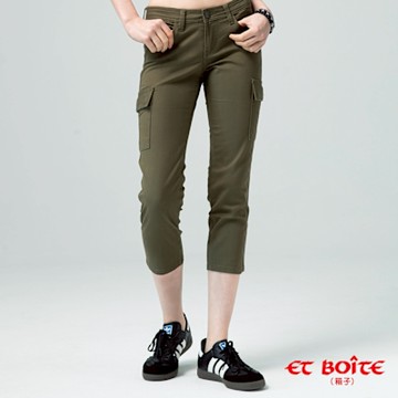 ET BOîTE 箱子 BLUE WAY – 貼袋工裝窄管七分褲(軍綠)