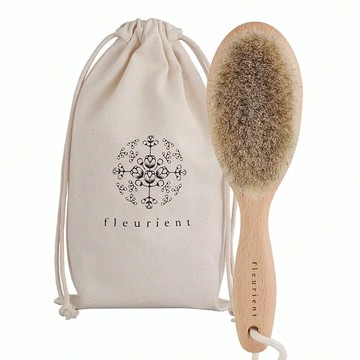 fleurient 芙樂莉 天然馬毛美體按摩刷 台灣製 23.5cm x 6cm x 4cm  1組  Wooden Handle