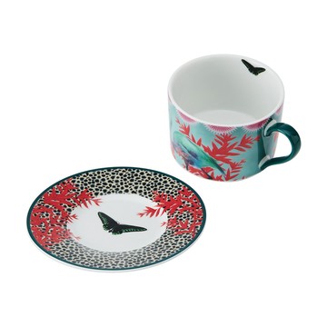 Mikasa Dinnerware 美國 Sarah Arnett瓷製杯碟組(蝶舞鶴250ml) / 咖啡杯 下午茶杯 英式午茶 杯盤 茶杯 可機洗 洗碗機可洗