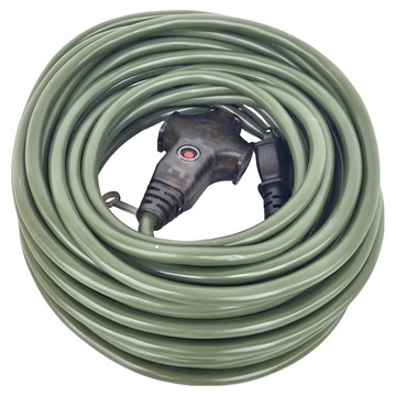 DIBOTE迪伯特 2P三插座附燈過載動力軟線 IH-268A  1500cm  軍綠色  1個