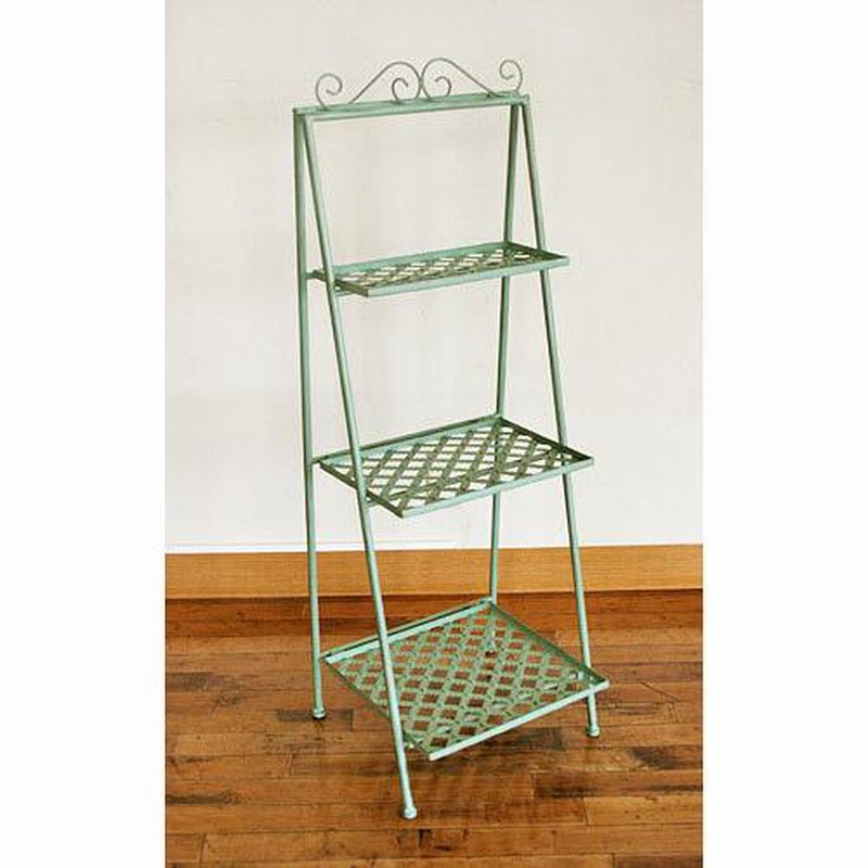 アメリカアイアン飾り棚クリームホワイト唐草模様