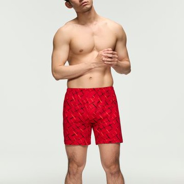 Mr.DADADO-斜紋彩刷 M-3L印花四角男內褲-天然絲光棉(紅色)GHQ526RS