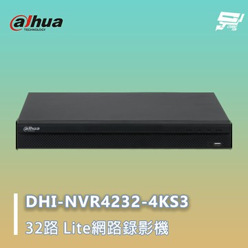 昌運間監視器 大華 DHI-NVR4232-4KS3 32路 1U 2HDD Lite 網路錄影機 監控主機