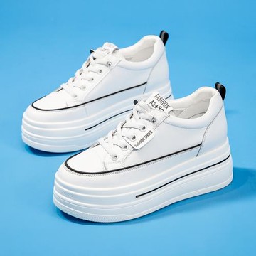 厚底內增高小白鞋女2025新款春款小個子松糕百搭真皮休閑運動女鞋