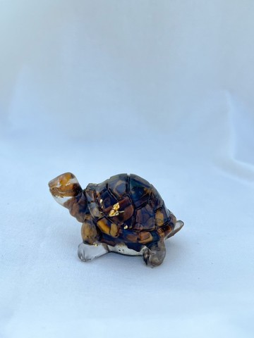 水晶擺飾【小烏龜 黃虎眼石】行動力 招偏財