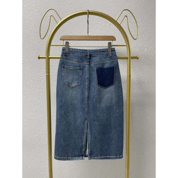 新款高腰高級時髦直筒后開叉顯腿復古水洗牛仔半身裙女