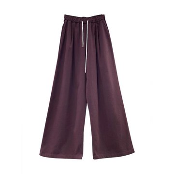 虧本~特價清倉~現貨~2024秋冬拼色系帶松緊腰寬松闊腿直筒褲577L