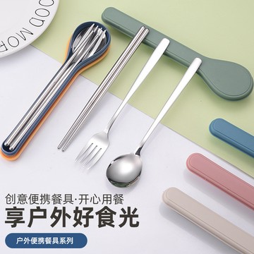 隔日到貨⚡不鏽鋼餐具 便攜餐具 不鏽鋼勺子 不鏽鋼筷子 筷子勺子叉子 便當餐具 学生食堂餐具 勺叉筷3件套 伴手禮 禮物