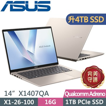 ASUS Vivobook 14 X1407QA-0031D26100 鉑金色(X1-26-100/16G/4TB/14吋WUXGA/W11)特仕