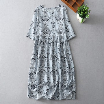 ＊ORead＊法式中長款復古中袖碎花洋裝(圖片色M~2XL)