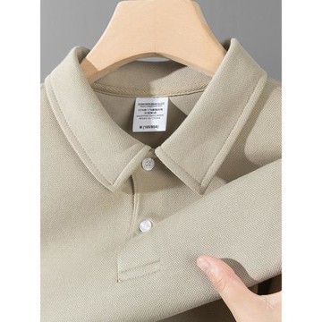 日系淺卡其！400G重磅短袖POLO衫男女夏季復古百搭寬松上衣T恤潮