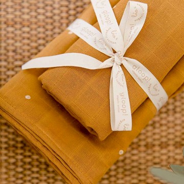 Gloop 有機棉紗布巾兩件組/ 夕陽橙