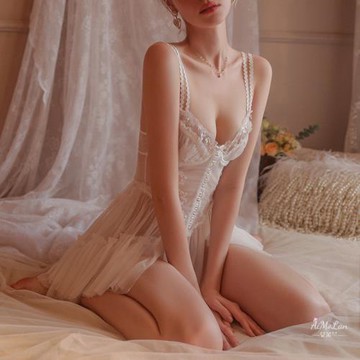 美詩蘭性感睡衣女純欲風小胸鋼圈蕾絲吊帶睡裙女夏季2023新款226