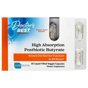 Doctor's Best, 高吸收益生元丁酸，30 粒液體填充素食膠囊（每粒 300 毫克）