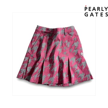 【ṔEARLY GATES】女款紅色彈性舒適活潑時尚千鳥格短裙 JLTQ34912