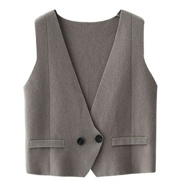 現貨+預購 羊毛背心針織衫-保暖外搭短款西裝馬甲女外套2色74hb28【獨家進口】【米蘭精品】