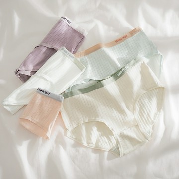 超舒適✨簡約拚色純棉內褲 女士中腰透氣舒適棉質内褲女生三角褲