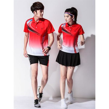 吸汗速干透氣羽毛球服套裝翻領男女夏運動網球乒乓球衣褲短袖T恤