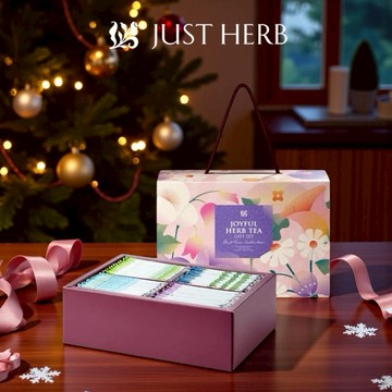 快速出貨【JustHerb香草集 】 四喜滿福花草茶禮 (日安舒壓/晚安休憩/康福茶/朝鮮薊淨化各12入) 純素 無咖啡因 | 耶誕禮盒推薦
