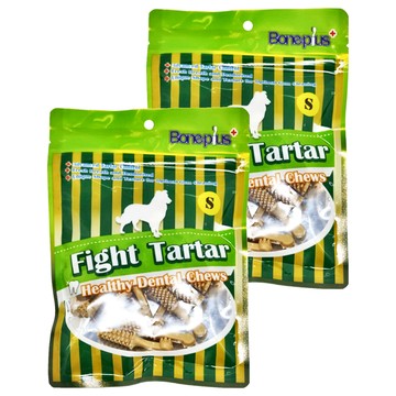 Bone Plus 雙頭潔牙骨S(110g/袋) 2入 - 小型犬適用 美味潔牙 無生皮配方  牛奶