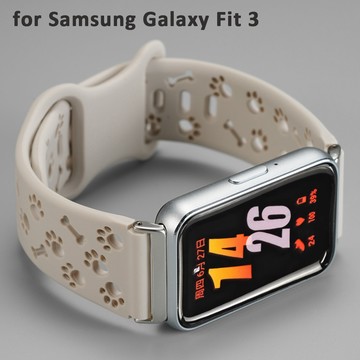 SAMSUNG 適用於三星 Galaxy Fit 3 Correa 狗爪雕刻錶帶替換錶帶的運動矽膠錶帶