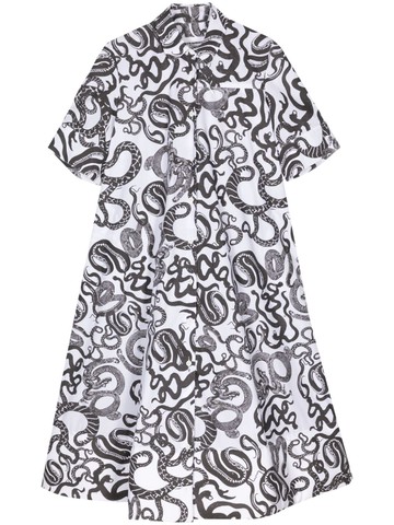 Melitta Baumeister - snake-print cotton midi-dress - women - Cotton - 6 - White