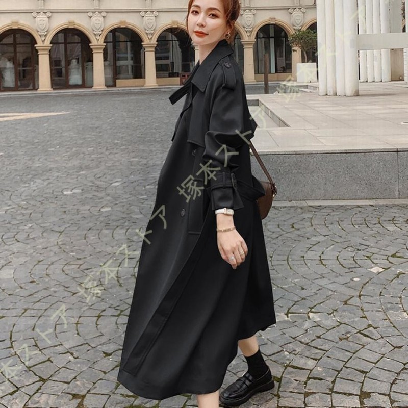 トレンチコート レディース ブラック ロング丈 アウター 通勤