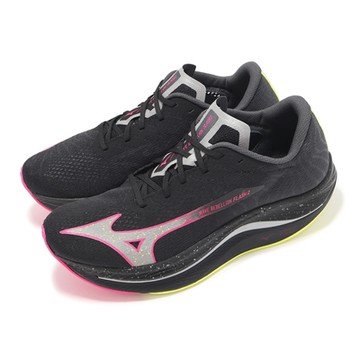 Mizuno 競速跑鞋 Wave Rebellion Flash 2 男鞋 黑粉 雙層中底 波浪片 運動鞋 美津濃 J1GC2436-52