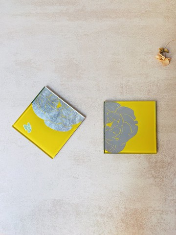 台北萬豪指定禮【手工工藝貼箔技法】最初 Fisrt 曙光黃杯墊/燭盤