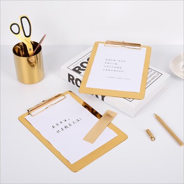 北歐ins金色寫字板夾 北歐 文件資料夾 金屬寫字板點菜單夾書寫板