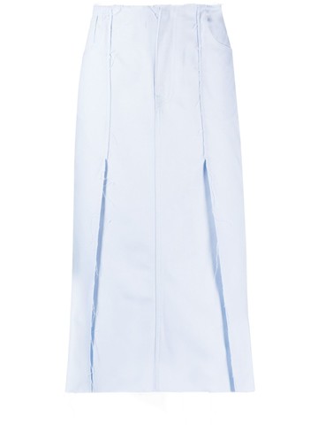 Raf Simons - high-waisted denim midi skirt - women - Cotton - 36 - Blue